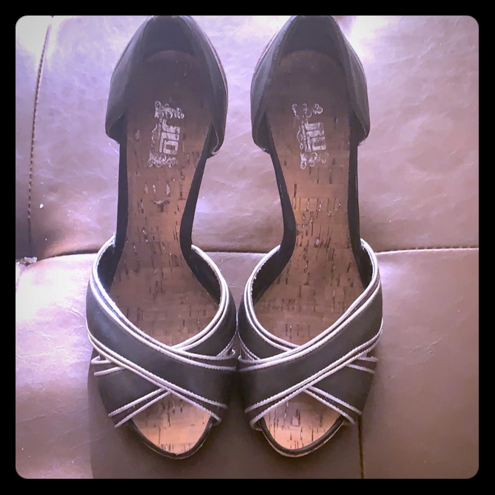 JLo black and silver heels